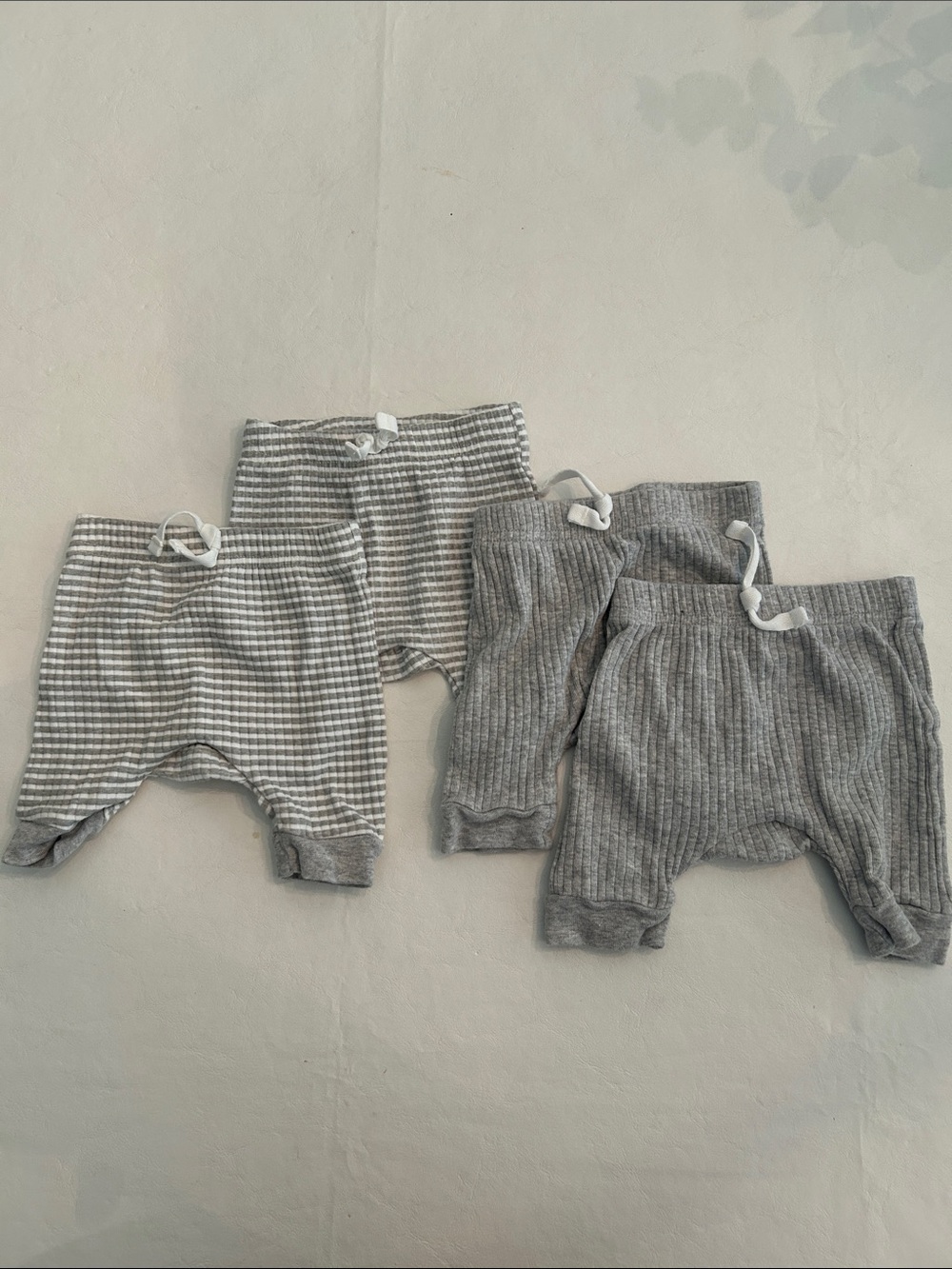 Newborn Gerber Gray Ribbed & Striped Baby Pants (4 pairs)